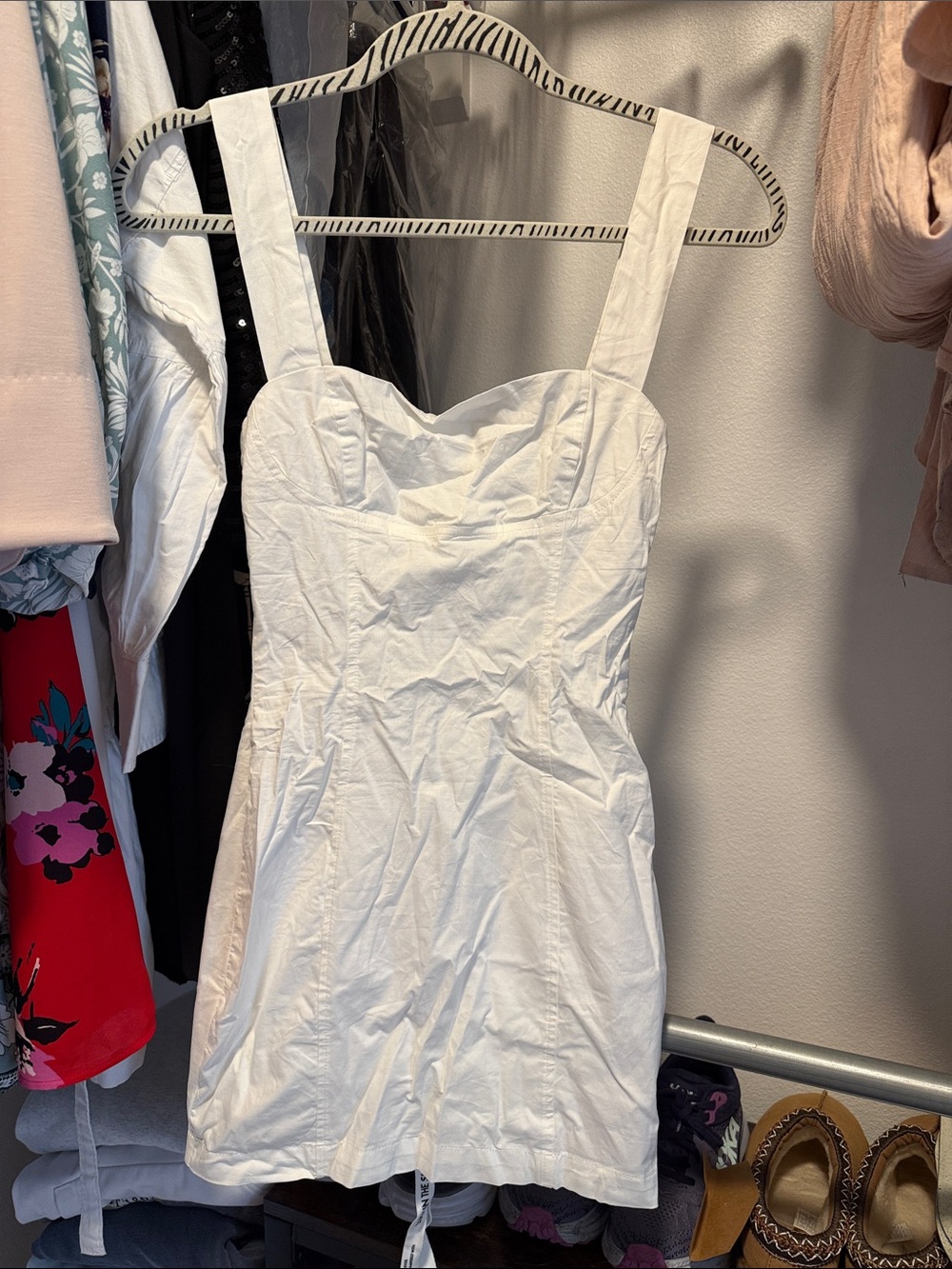 Lucy in the Sky White Square-Neck Bodycon Dress with Wide Straps